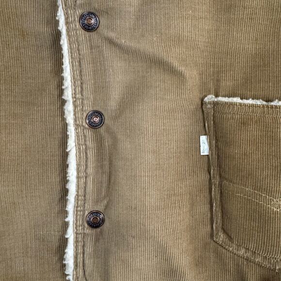VTG 70s LEVI'S USA Mens Large Brown Cotton Corduroy Sherpa Fleece Lined Vest - Picture 6 of 12